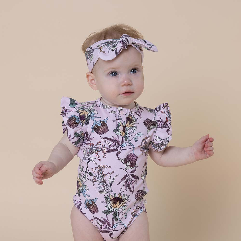 Banksia Short Sleeve Organic Bodysuit with Frill - View 3