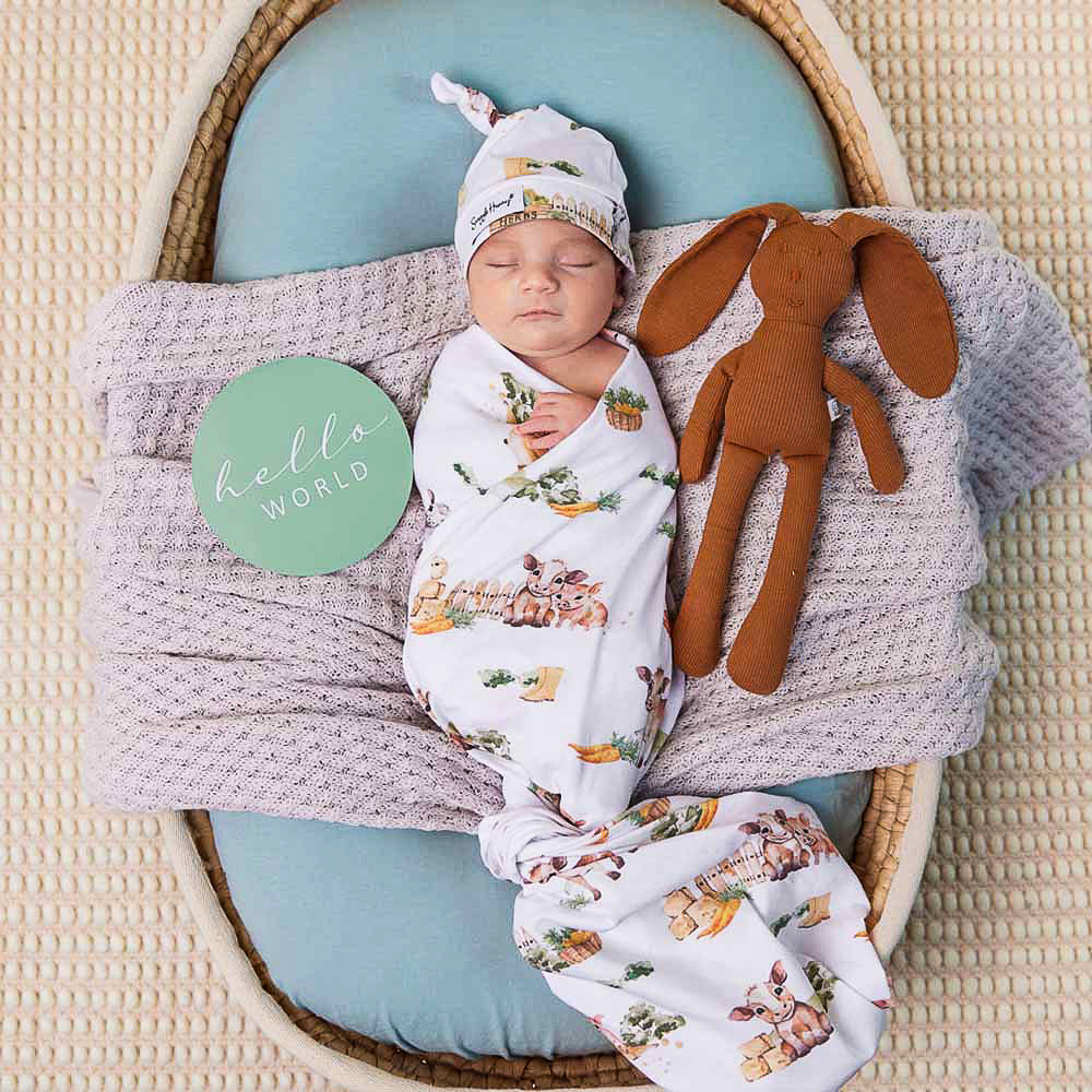 Bears Organic Jersey Wrap & Beanie Set