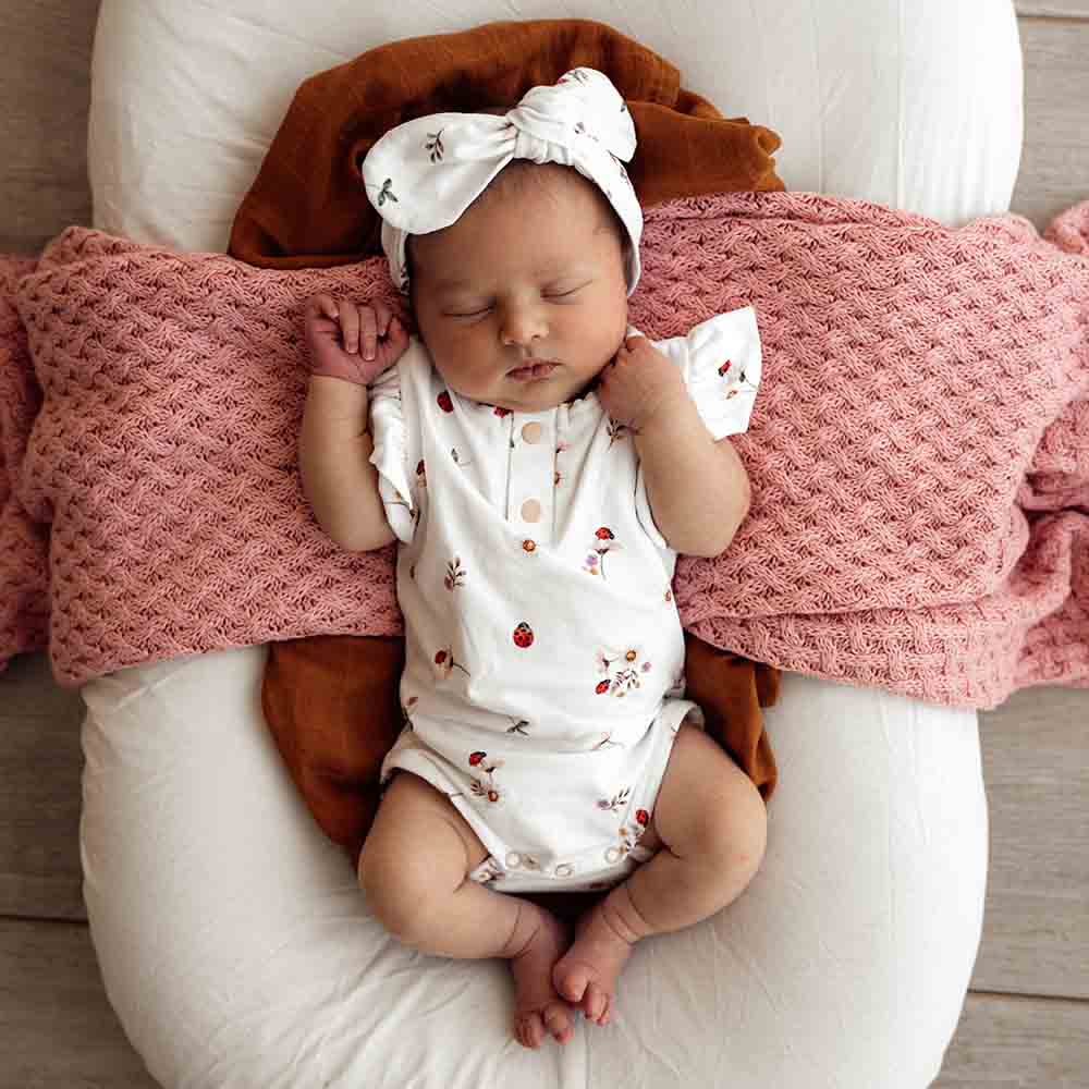 Ladybug Short Sleeve Organic Bodysuit with Frill - View 1