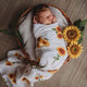 Sunflower Muslin Wrap Birth Announcement Set