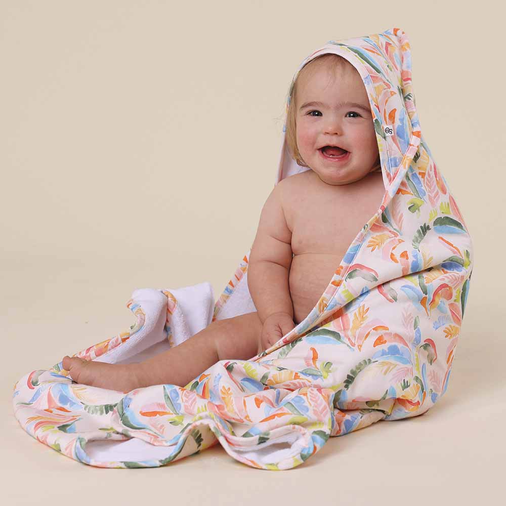 Summer Palm Organic Hooded Baby Towel - View 1