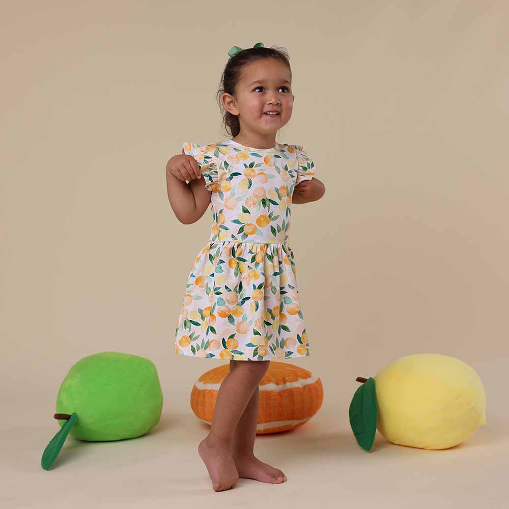 Sunny Citrus Short Sleeve Organic Dress - View 10