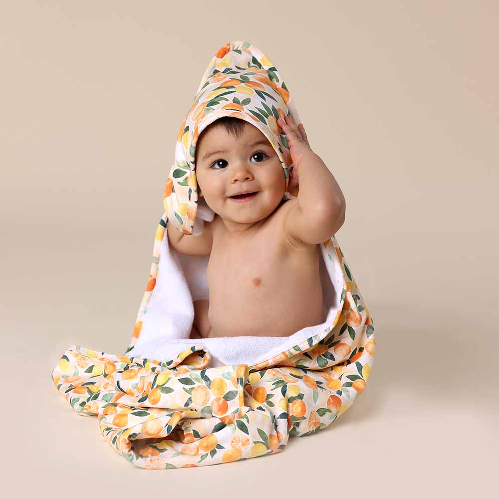 Sunny Citrus Organic Baby Towel & Wash Cloth Set - View 2