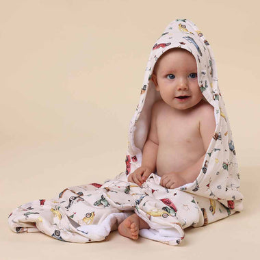 Vintage Cars Organic Hooded Towel | Snuggle Hunny