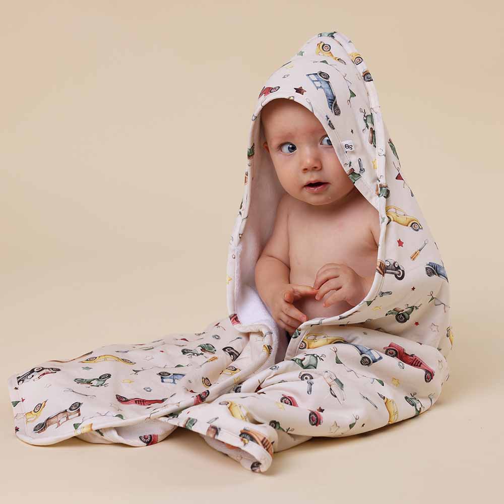Vintage Cars Organic Baby Towel & Wash Cloth Set - View 6
