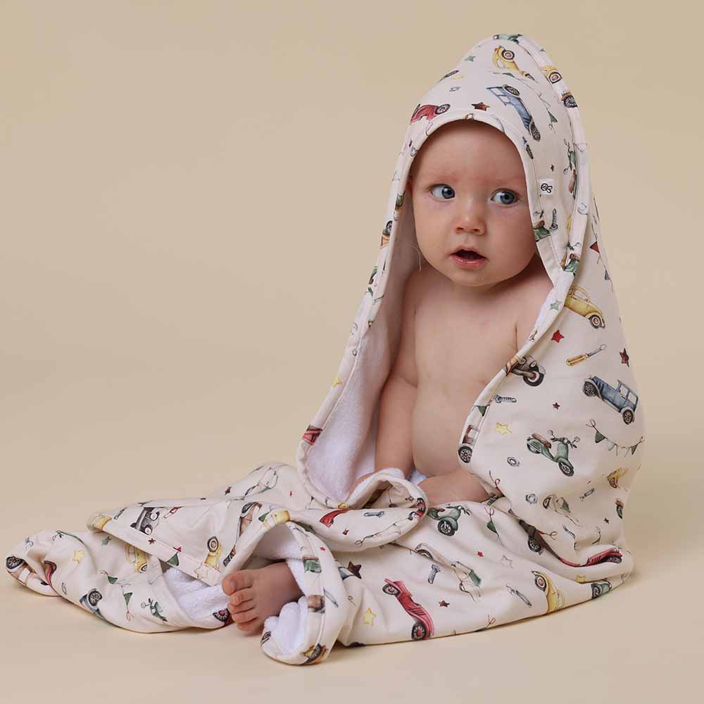 Vintage Cars Organic Baby Towel & Wash Cloth Set - View 4