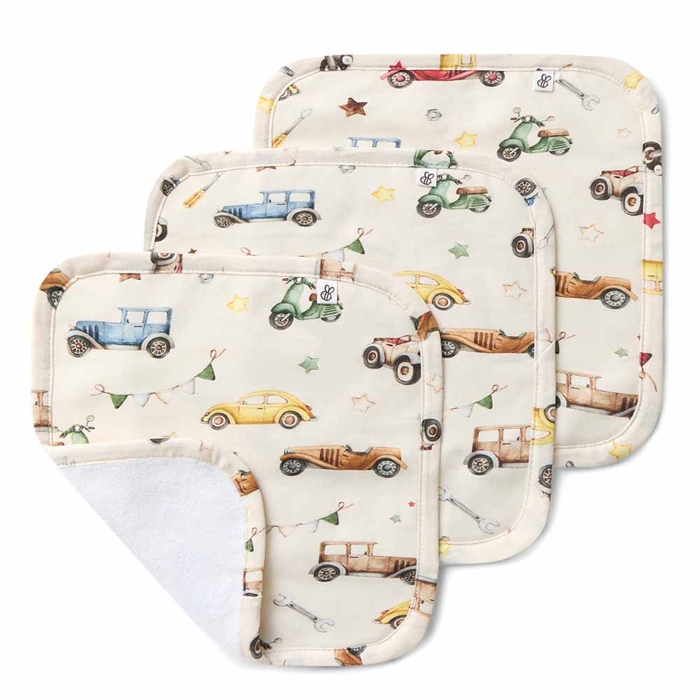 Vintage Cars Organic Wash Cloths - 3 Pack - View 1