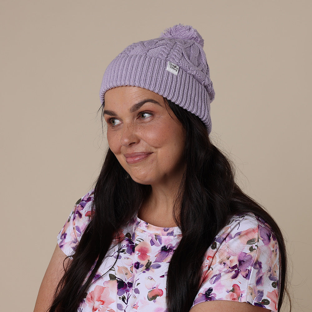 Lavender Organic Adult Knit Beanie - View 3