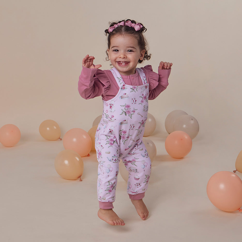 Alice's Tea Party Organic Snuggle Overalls - View 1