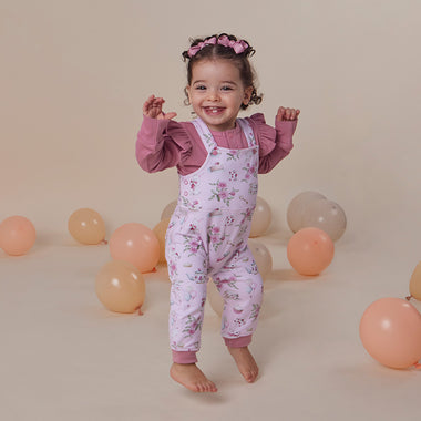 Alice's Tea Party Organic Snuggle Overalls | Snuggle Hunny