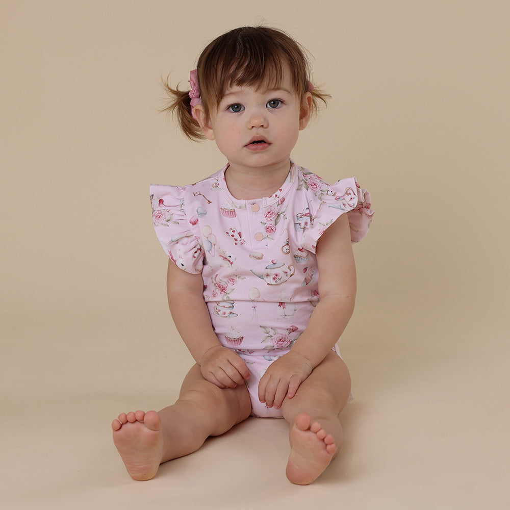 Alice’s Tea Party Short Sleeve Organic Bodysuit - View 8