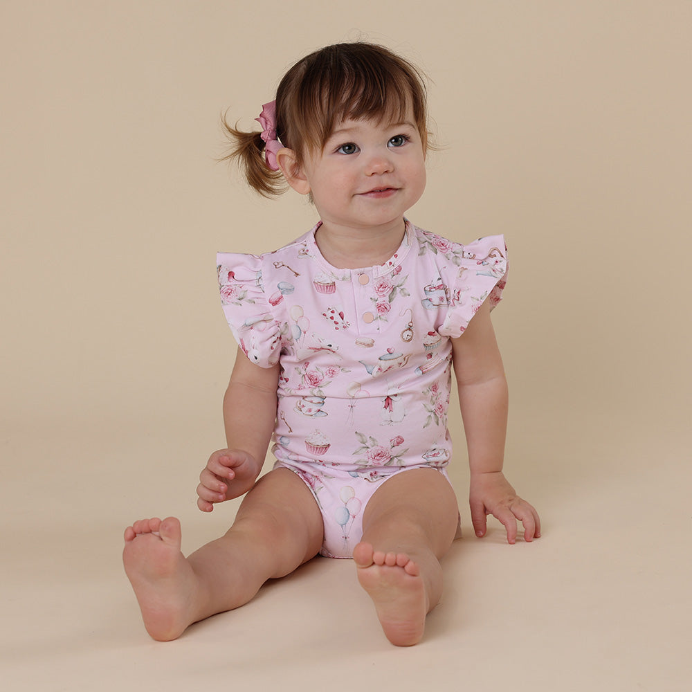 Alice’s Tea Party Short Sleeve Organic Bodysuit - View 16