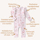 Alice’s Tea Party Organic Snugglesuit Convertible Romper with Frill - Thumbnail 6