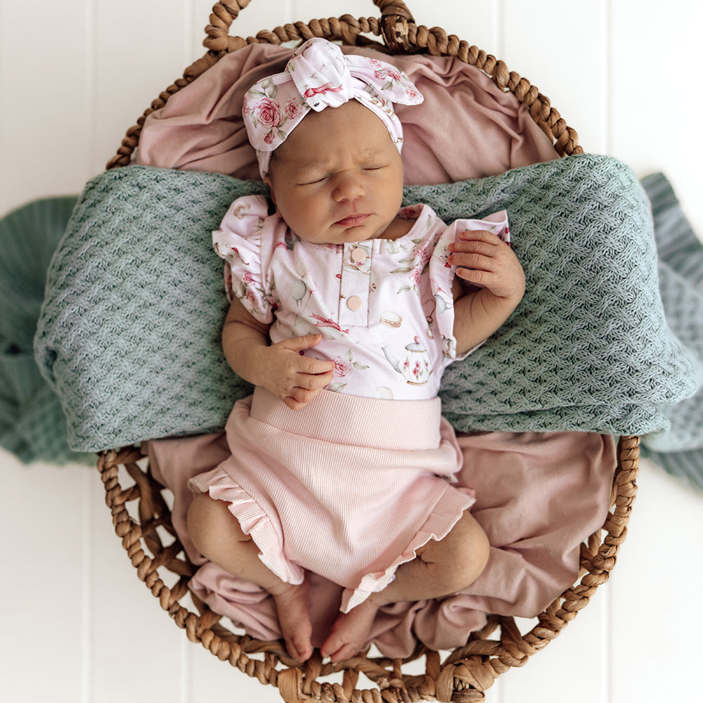 Alice’s Tea Party Short Sleeve Organic Bodysuit - View 10