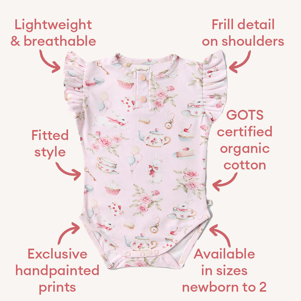 Alice’s Tea Party Short Sleeve Organic Bodysuit - View 7