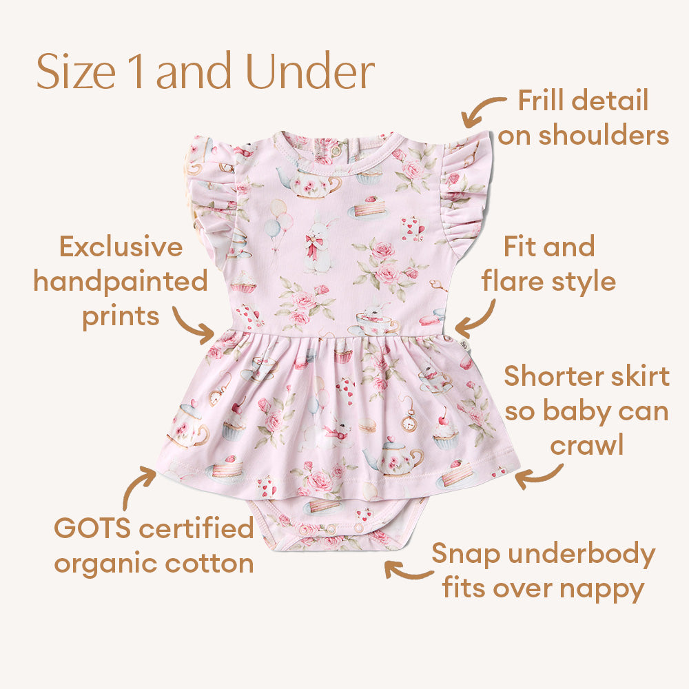 Alice’s Tea Party Short Sleeve Organic Dress - View 6