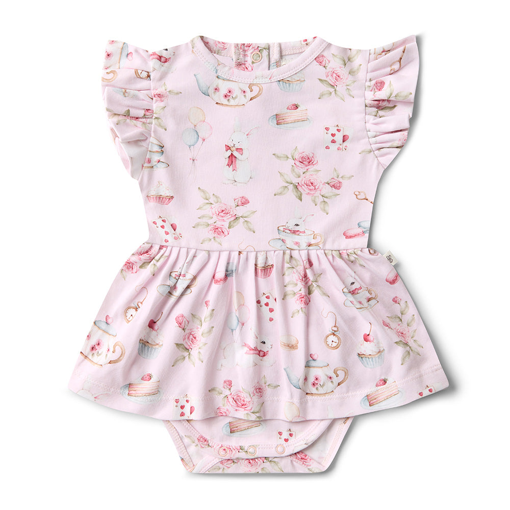 Alice’s Tea Party Short Sleeve Organic Dress - View 2