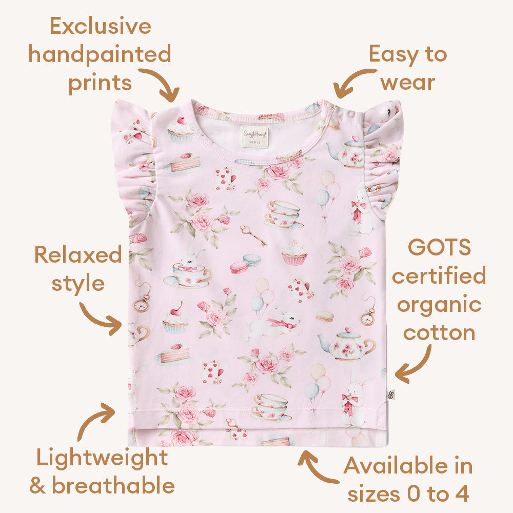 Alice’s Tea Party Organic T-Shirt with Frill - View 4