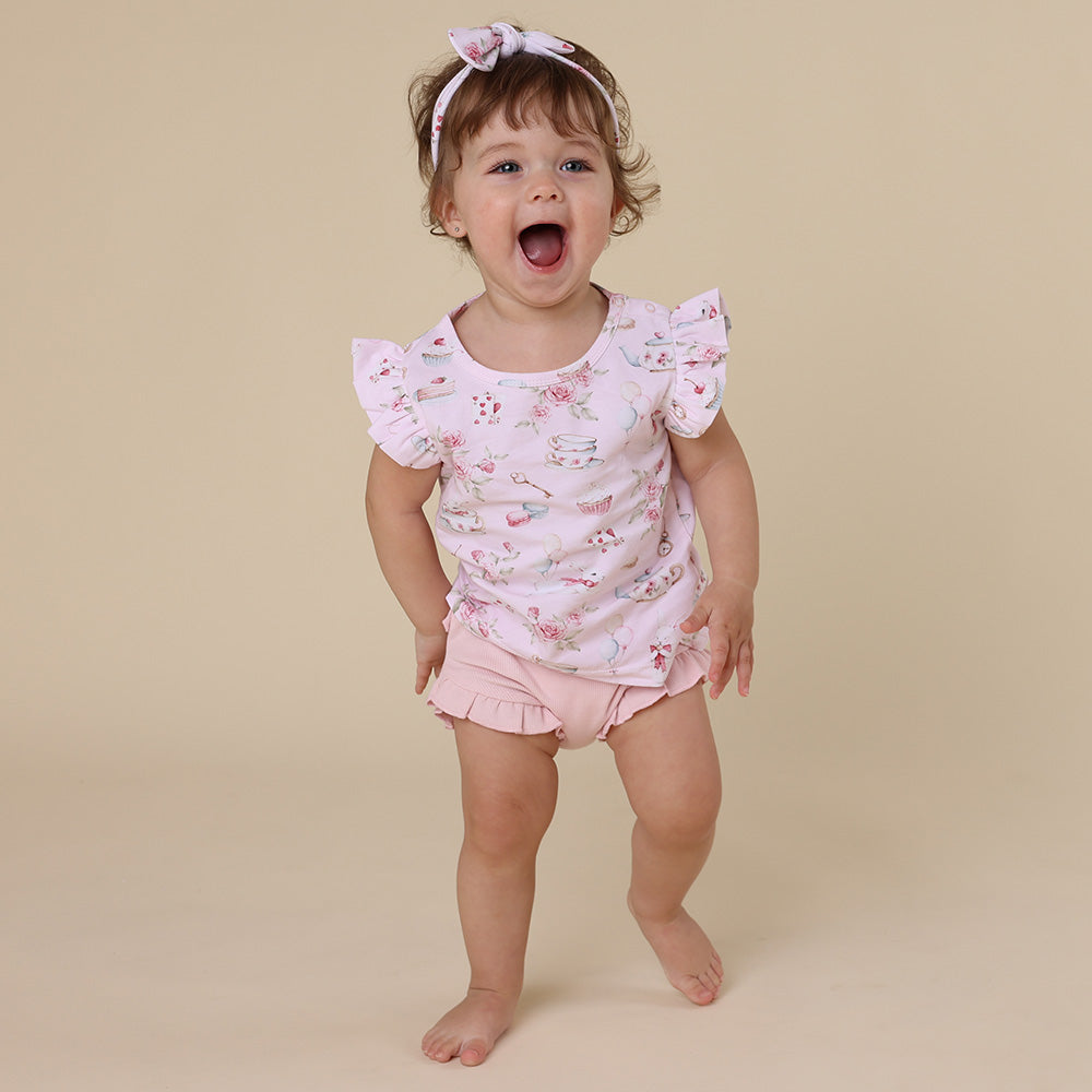 Alice’s Tea Party Organic T-Shirt with Frill - View 7