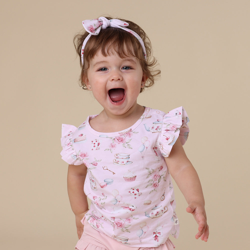 Alice’s Tea Party Organic T-Shirt with Frill - View 1