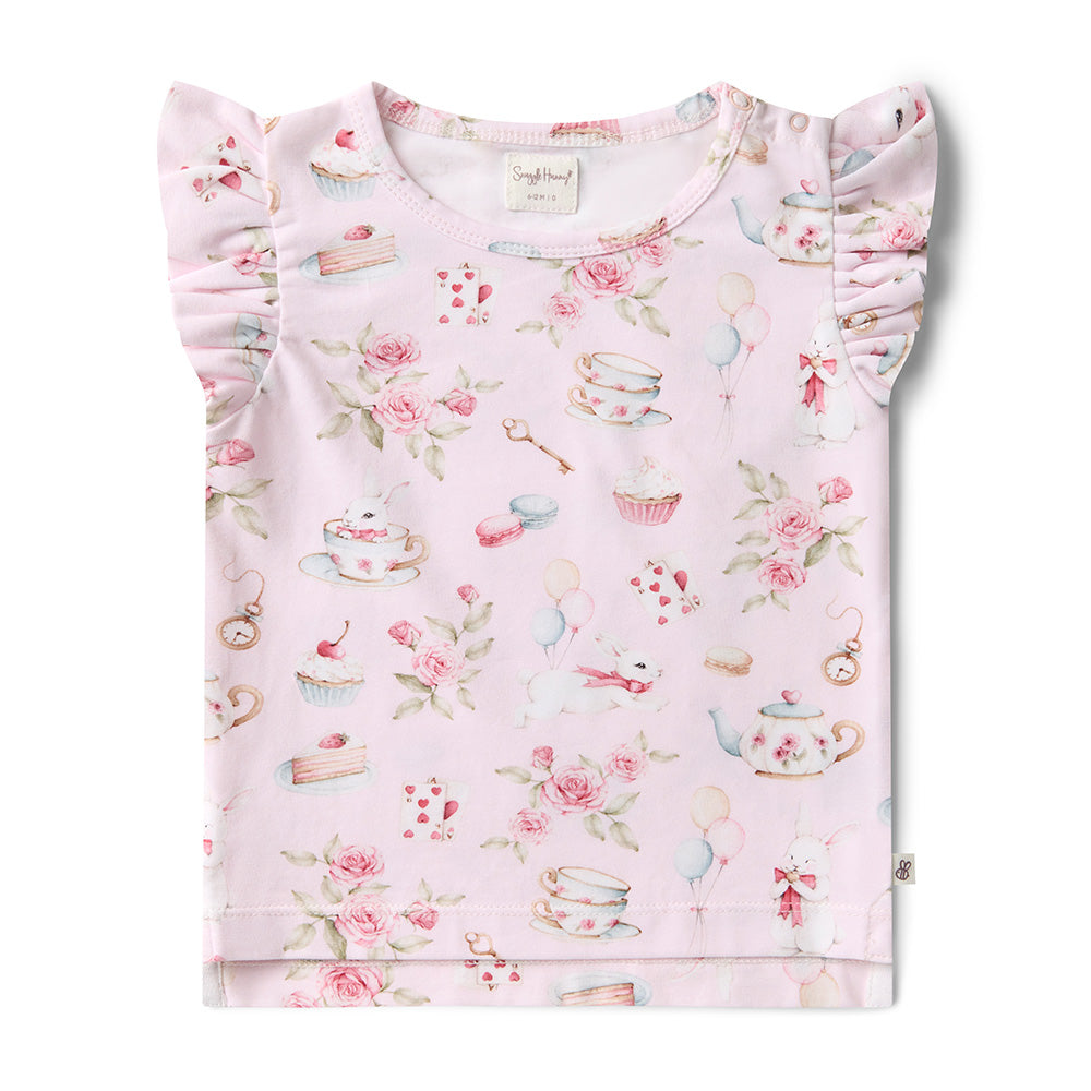 Alice’s Tea Party Organic T-Shirt with Frill - View 2