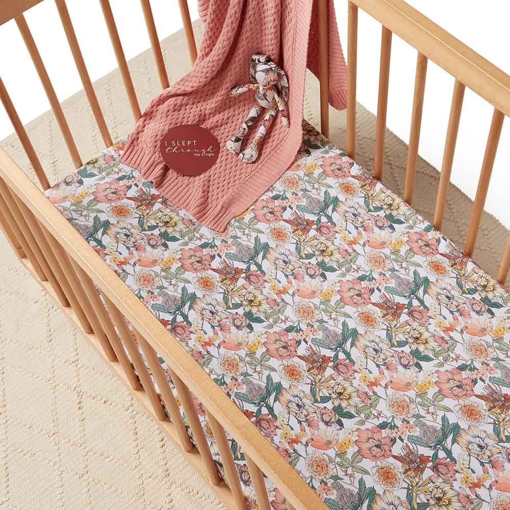 Australiana Organic Fitted Baby Cot Sheet Snuggle Hunny