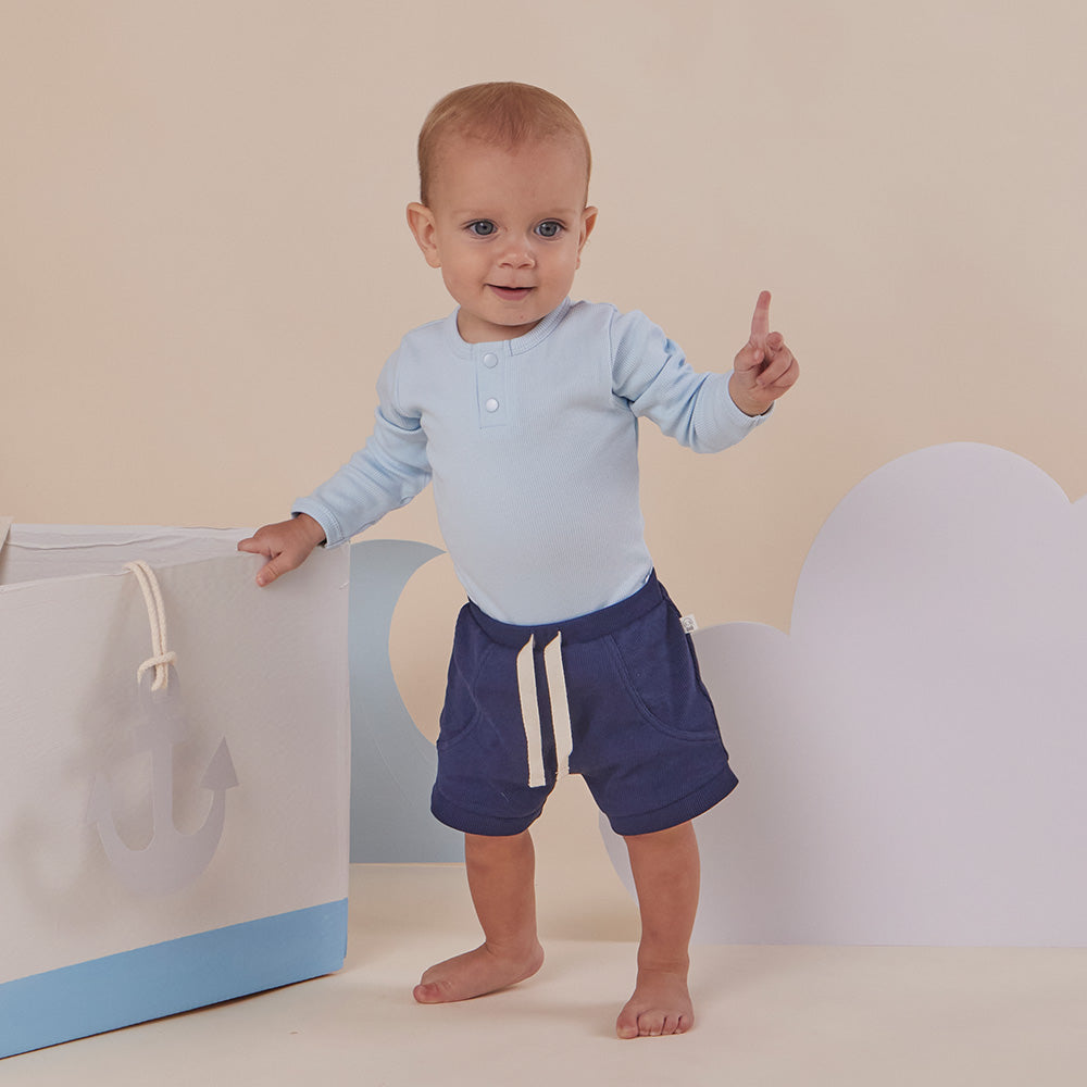 Baby Blue Long Sleeve Organic Bodysuit - View 8