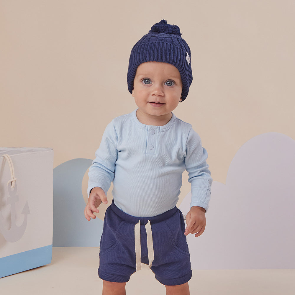 Baby Blue Long Sleeve Organic Bodysuit - View 9