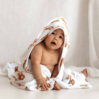 Lion Organic Baby Towel & Wash Cloth Set-Snuggle Hunny