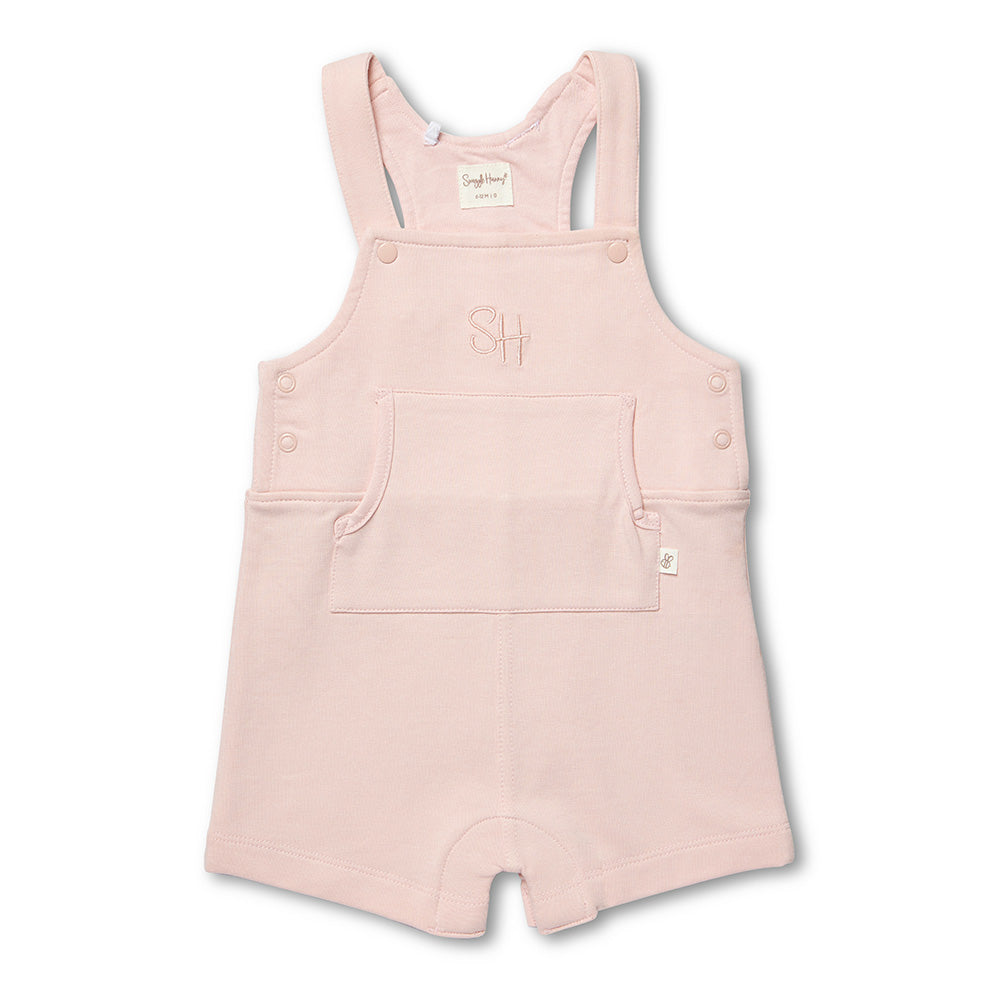 Baby Pink Organic Joey Overall Shorts - View 2