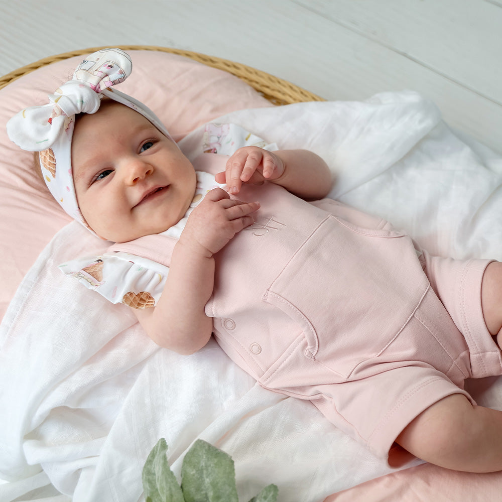 Baby Pink Organic Joey Overall Shorts - View 8