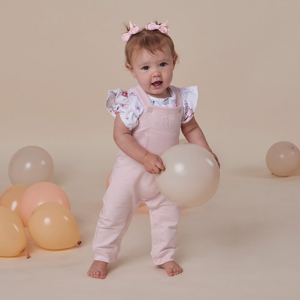 Baby Pink Organic Joey Overalls - View 8