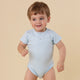 Baby Blue Short Sleeve Organic Bodysuit - Thumbnail 1
