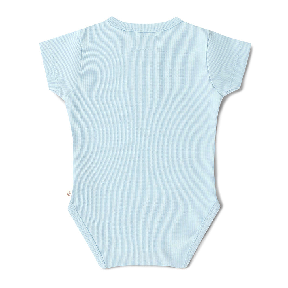 Baby Blue Short Sleeve Organic Bodysuit - View 11