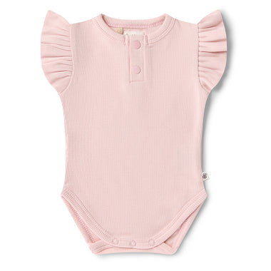 Baby Pink Short Sleeve Organic Bodysuit with Frill | Snuggle Hunny