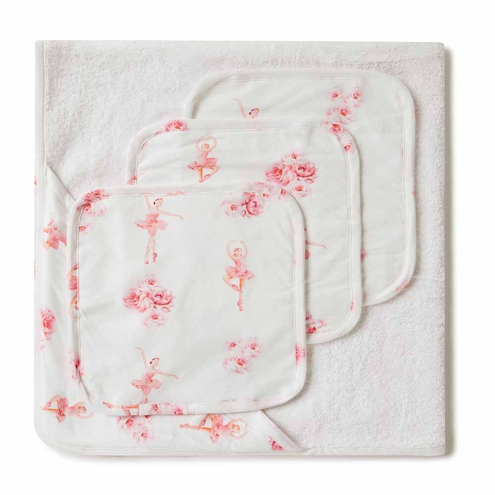 Ballerina Organic Baby Towel & Wash Cloth Set - View 1