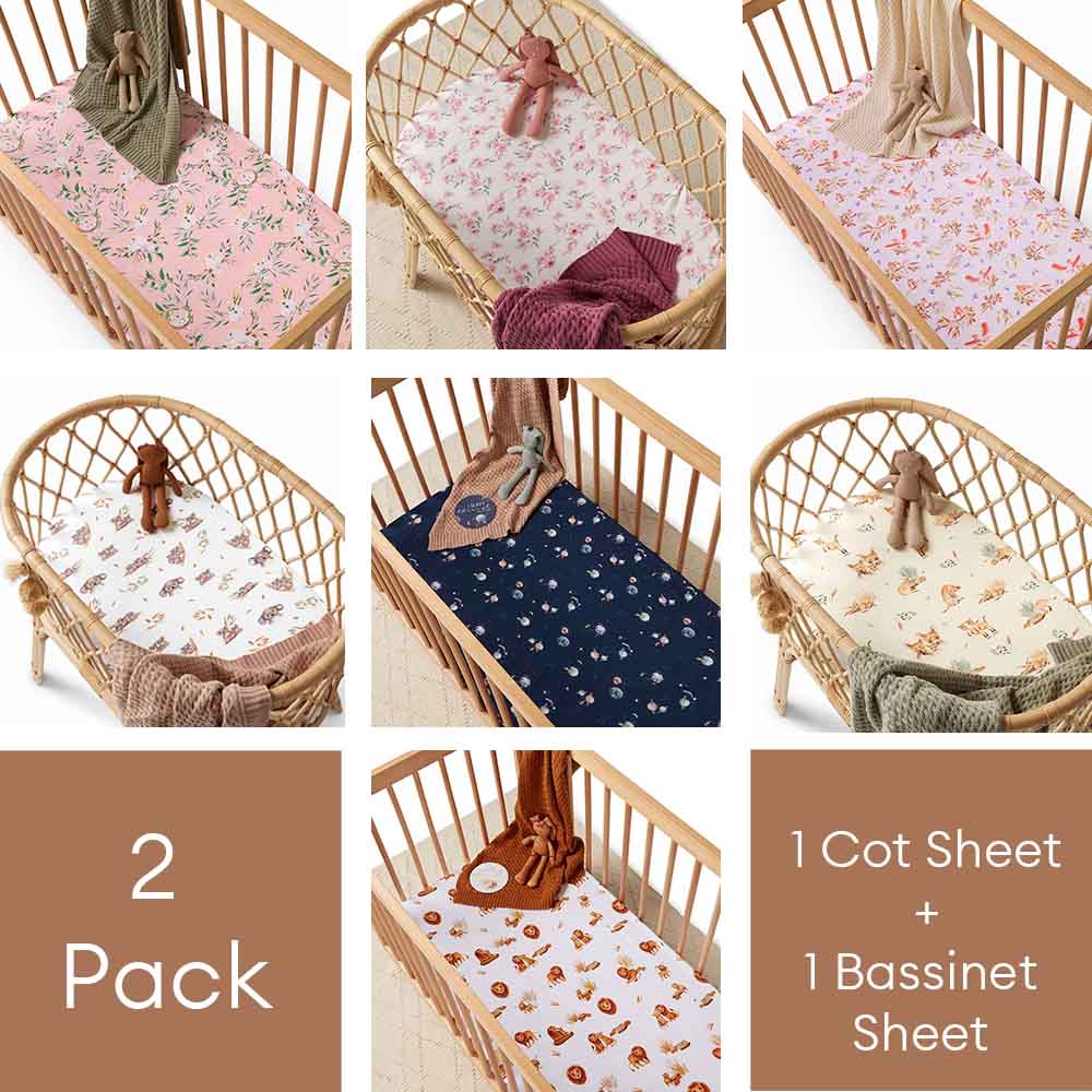 2 Pack Fitted Organic Cot & Bassinet Sheet / Change Pad Cover - View 1