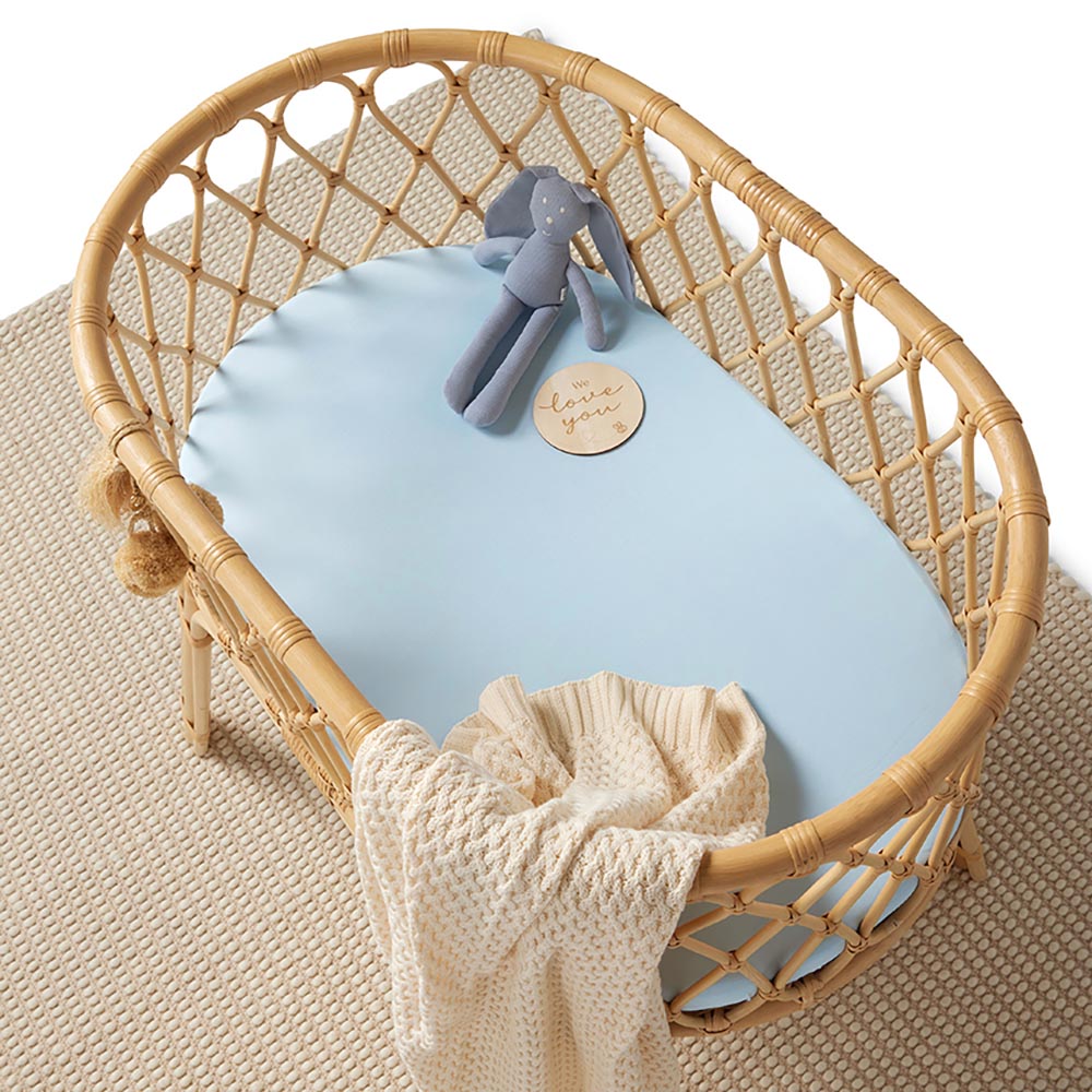 Baby Blue Organic Bassinet Sheet / Change Pad Cover - View 3