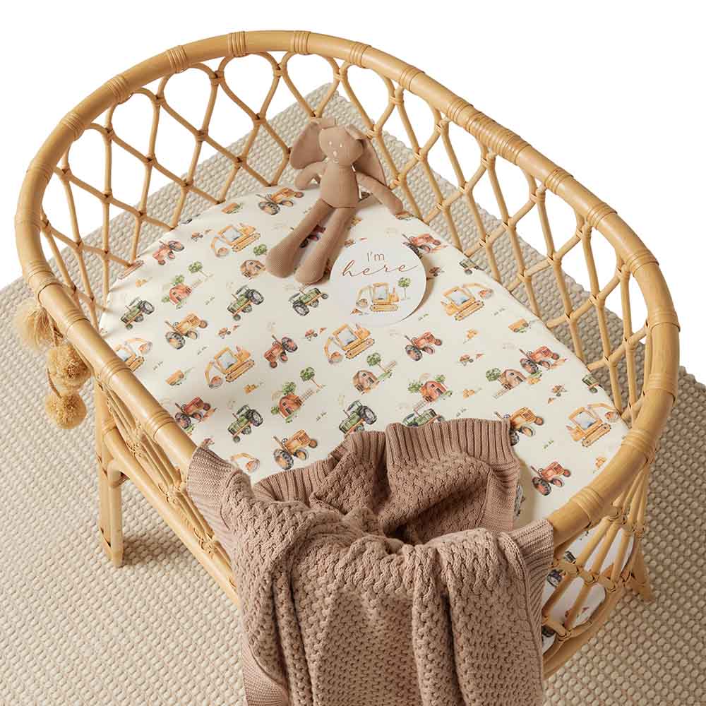 Diggers Organic Fitted Bassinet Sheet Change Pad Cover Snuggle Hunny