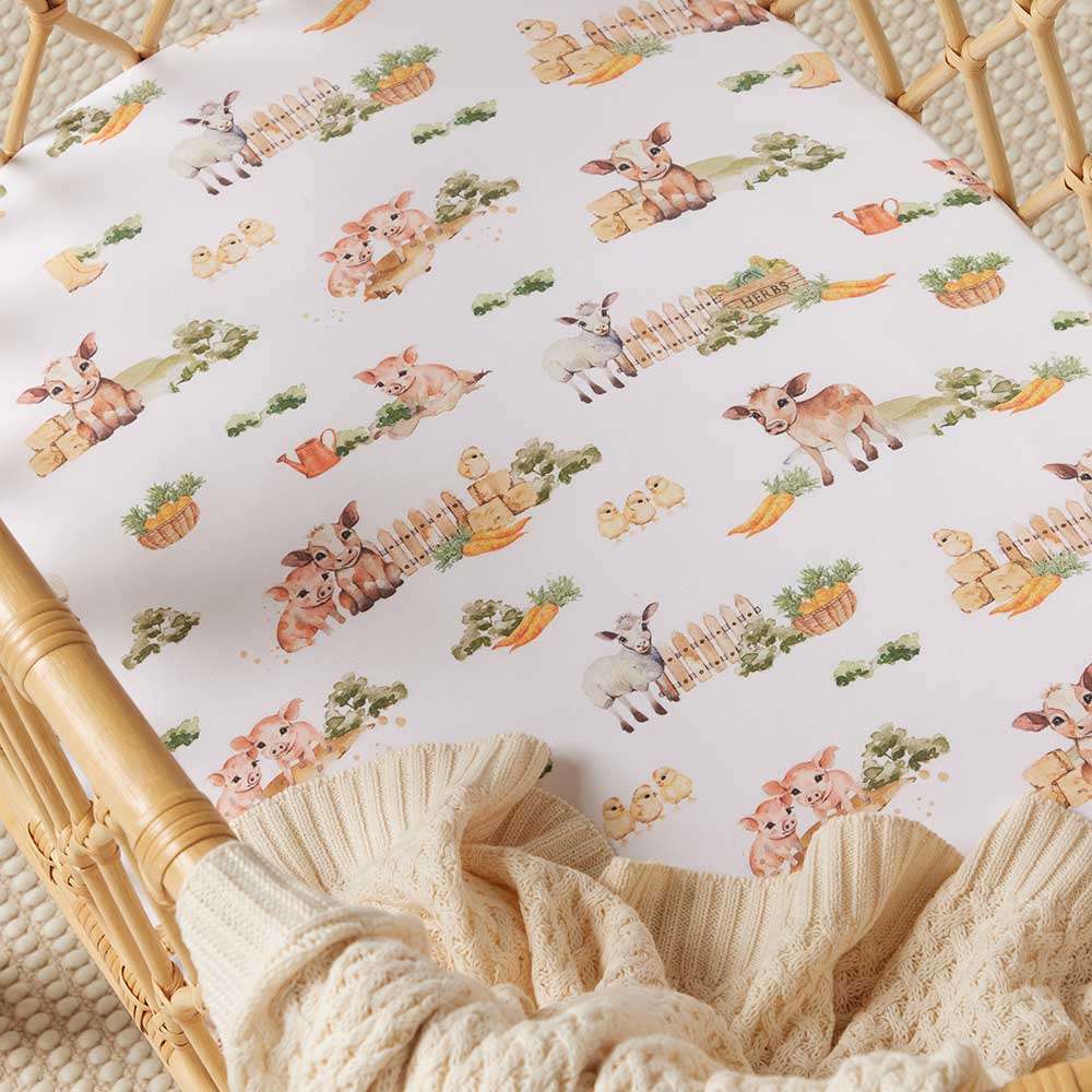 Farm Organic Fitted Sheet & Change Pad Cover Snuggle Hunny
