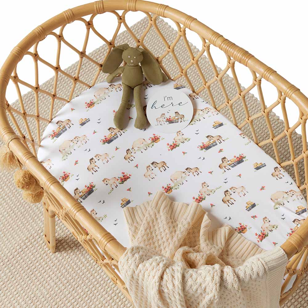 Pony Pals Organic Bassinet Sheet / Change Pad Cover - View 1