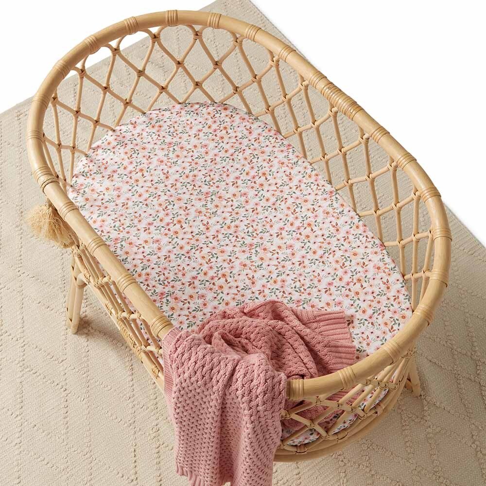 Spring Floral Organic Bassinet Sheet / Change Pad Cover - View 3