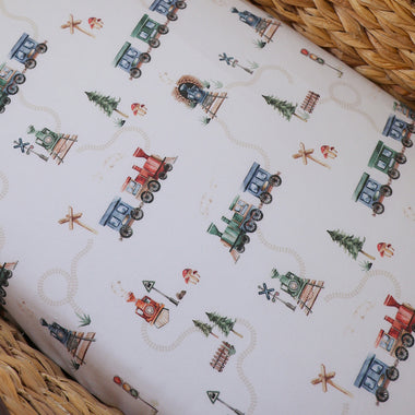 Trains Organic Bassinet Sheet / Change Pad Cover | Snuggle Hunny