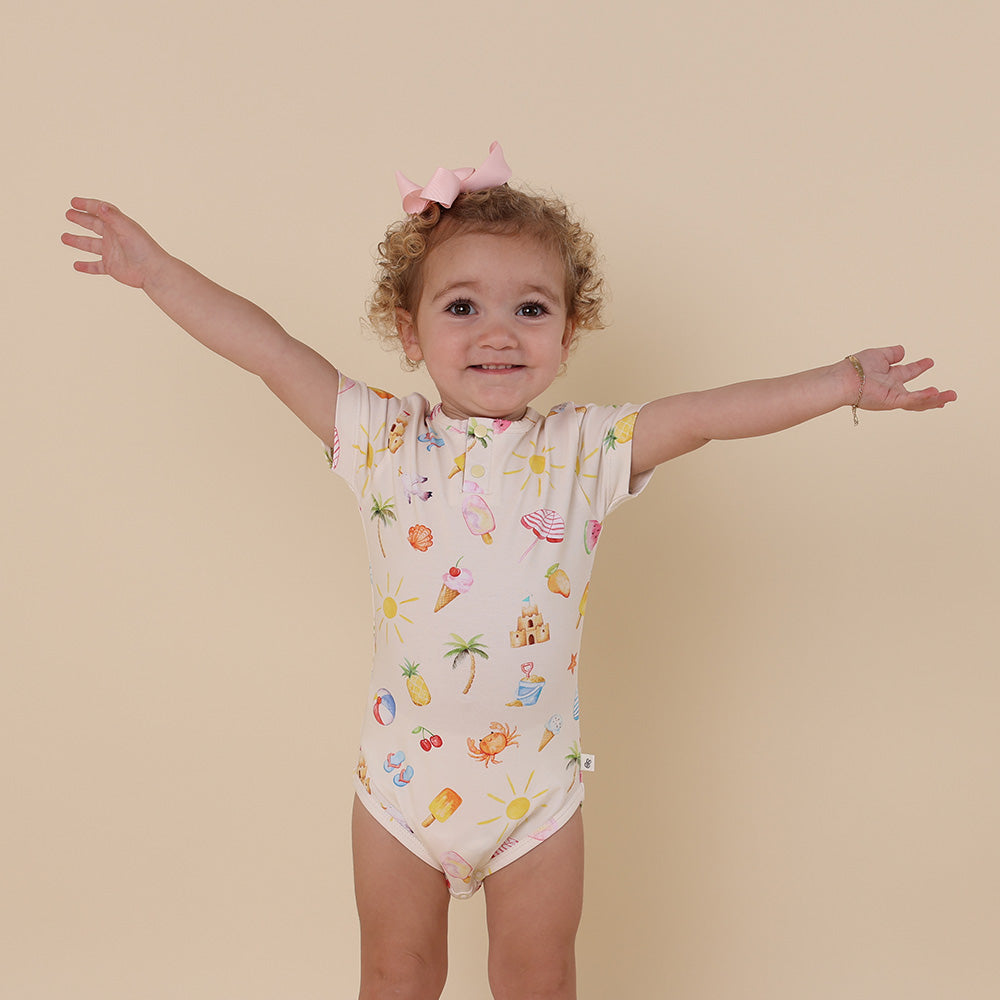 Beach Fun Short Sleeve Organic Bodysuit - View 14