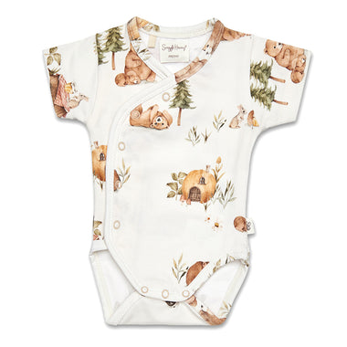 Bears Short Sleeve Organic Kimono Bodysuit | Snuggle Hunny