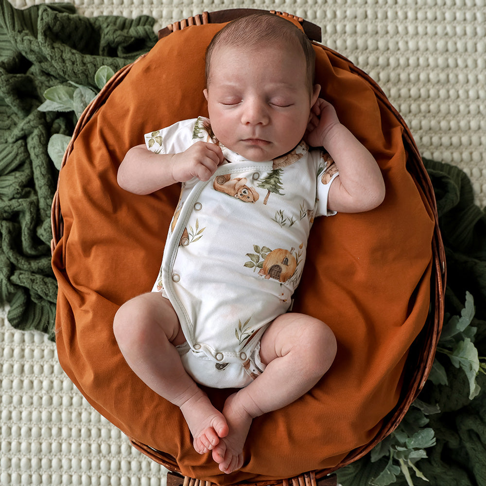 Bears Short Sleeve Organic Kimono Bodysuit - View 3