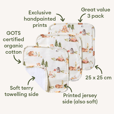 Bears Organic Wash Cloths - 3 Pack | Snuggle Hunny