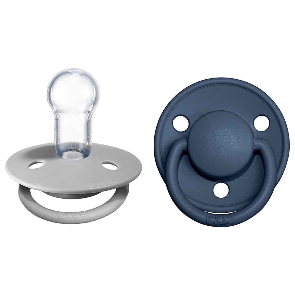 BIBS De Lux Silicone Dummy 2 Pack - Cloud/ Steel Blue-Snuggle Hunny