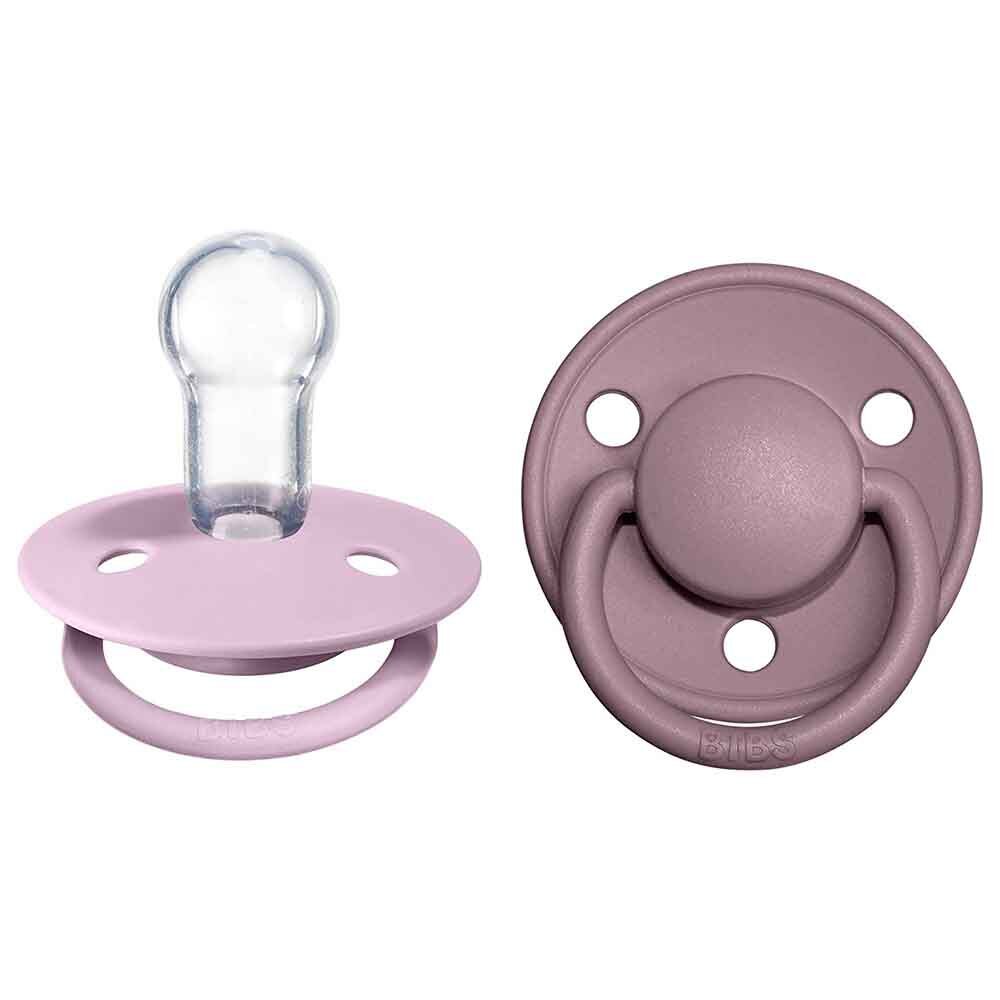 BIBS De Lux Silicone Dummy 2 Pack - Dusky Lilac/ Heather - View 1
