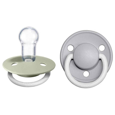 BIBS De Lux Silicone Night Glow Dummy 2 Pack - Sage/ Cloud-Snuggle Hunny